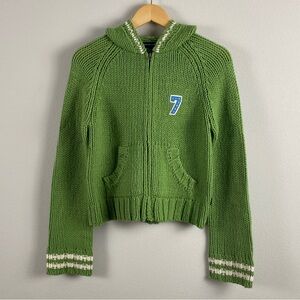 Abercrombie & Fitch Wool Blend Chunky Knit Long Sleeve Hoodie Sweater Jacket